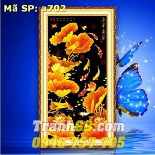 Tranh Thêu Chữ Thập Cửu Ngư Quần Hội DLH-YA702