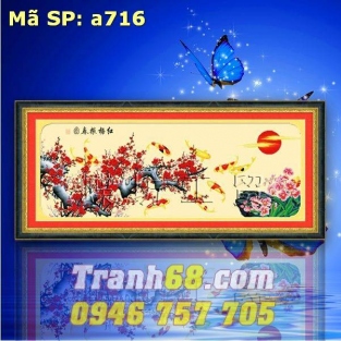 Tranh Thêu Chữ Thập Cửu Ngư Quần Hội DLH-YA716