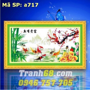 Tranh Thêu Chữ Thập Cửu Ngư Quần Hội DLH-YA717