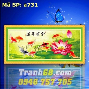 Tranh Thêu Chữ Thập Cửu Ngư Quần Hội DLH-YA731