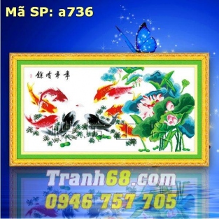 Tranh Thêu Chữ Thập Cửu Ngư Quần Hội DLH-YA736