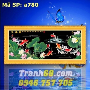 Tranh Thêu Chữ Thập Cửu Ngư Quần Hội DLH-YA780