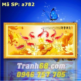 Tranh Thêu Chữ Thập Cửu Ngư Quần Hội DLH-YA782