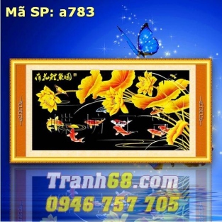 Tranh Thêu Chữ Thập Cửu Ngư Quần Hội DLH-YA783