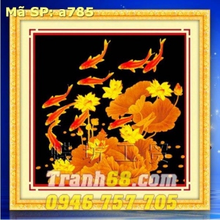 Tranh Thêu Chữ Thập Cửu Ngư Quần Hội DLH-YA785