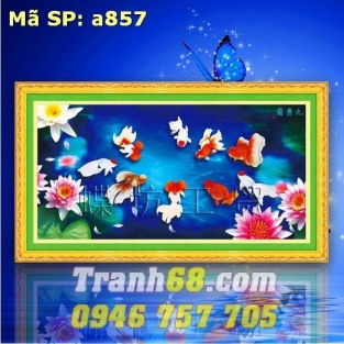 Tranh Thêu Chữ Thập Cửu Ngư Quần Hội DLH-YA857