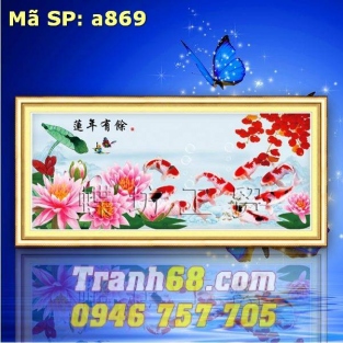 Tranh Thêu Chữ Thập Cửu Ngư Quần Hội DLH-YA869