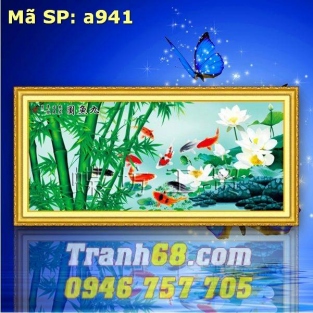 Tranh Thêu Chữ Thập Cửu Ngư Quần Hội DLH-YA941