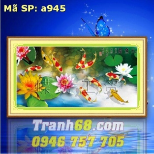 Tranh Thêu Chữ Thập Cửu Ngư Quần Hội DLH-YA945