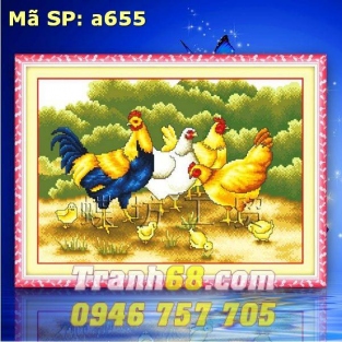 Tranh Thêu Chữ Thập Đàn Gà DLH-YA655