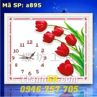 Tranh Thêu Chữ Thập Đồng Hồ Hoa Tuilip DLH-YA895