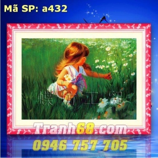 Tranh Thêu Chữ Thập EM bé DLH-YA432