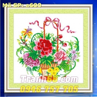 Tranh Thêu Chữ Thập Giỏ Hoa DLH-YA600