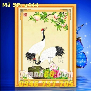 Tranh Thêu Chữ Thập Hạc trường thọ DLH-YA444