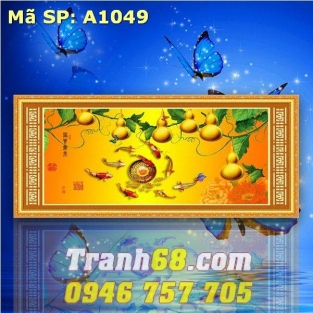 tranh thêu chữ thập Hồ Lô phú quý DLH-A1049