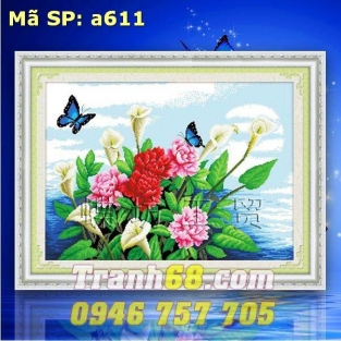 Tranh Thêu Chữ Thập Hoa đẹp DLH-YA611