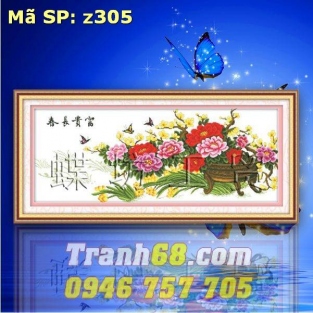 Tranh Thêu Chữ Thập Hoa Mẫu Đơn DLH-YZ305