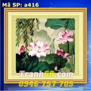 Tranh Thêu Chữ Thập Hoa Sen DLH-YA416