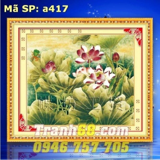 Tranh Thêu Chữ Thập Hoa Sen DLH-YA417