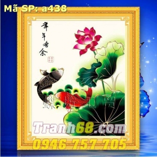 Tranh Thêu Chữ Thập Hoa sen DLH-YA438