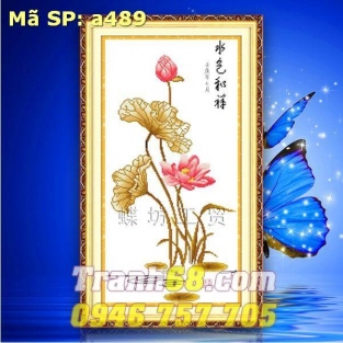 Tranh Thêu Chữ Thập Hoa sen DLH-YA489