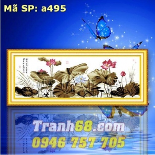 Tranh Thêu Chữ Thập Hoa sen DLH-YA495