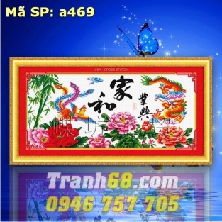 Tranh Thêu Chữ Thập Long Phụng DLH-YA469
