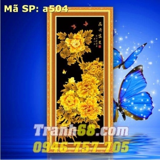 Tranh Thêu Chữ Thập Mẫu Đơn Kim Sắc DLH-YA504