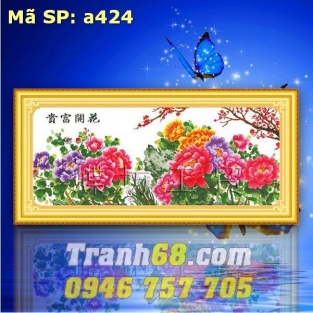 Tranh Thêu Chữ Thập Mẫu Đơn Phú Quý DLH-YA424
