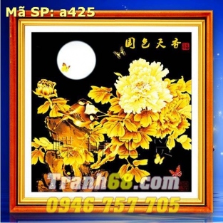 Tranh Thêu Chữ Thập Mẫu Đơn Thưởng Nguyệt DLH-YA425