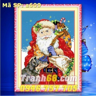 Tranh Thêu Chữ Thập ông già Noel DLH-YA609