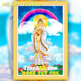Tranh Thêu Chữ Thập Phật bà Quan Âm DLH-333019