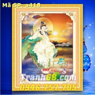 Tranh Thêu Chữ Thập Phật Bà Quan Âm DLH-YA418