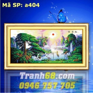 Tranh Thêu Chữ Thập Phong cảnh Tùng Nghênh Khách DLH-YA404