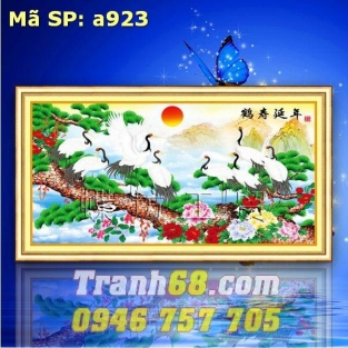 Tranh Thêu Chữ Thập Tùng Hạc Diên Niên DLH-YA923