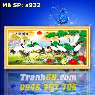 Tranh Thêu Chữ Thập Tùng Hạc Diên Niên DLH-YA932