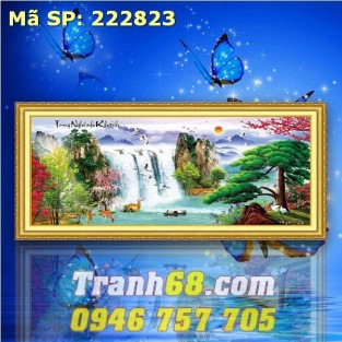 tranh thêu chữ thập Tùng nghênh khách DLH-222823