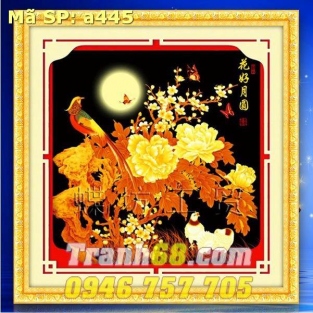 Tranh Thêu Chữ Thập uyên ương Thưởng Nguyệt DLH-YA445