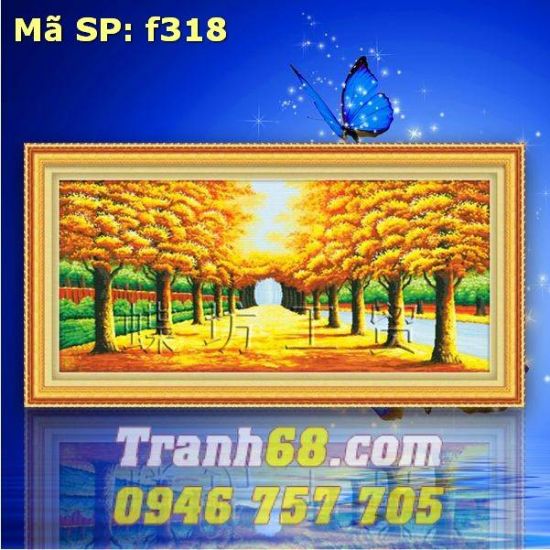 Tranh Thêu Chữ Thập Hàng cây lá vàng  DLH-YF318