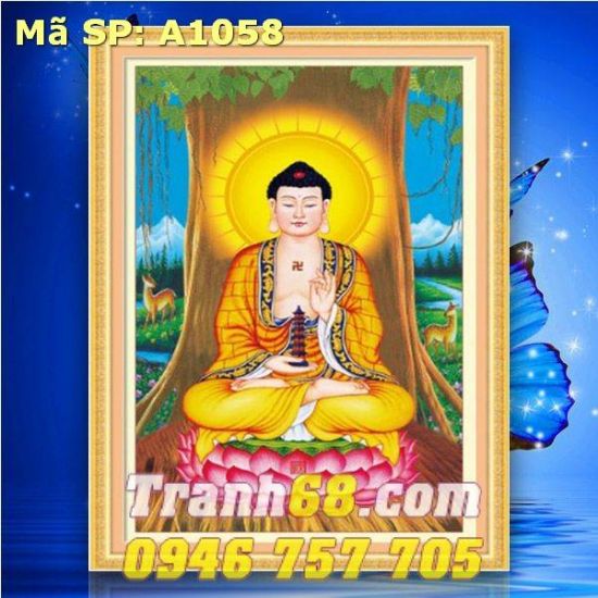 tranh thêu chữ thập Phật adida DLH-A1058