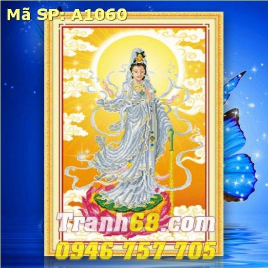 tranh thêu chữ thập Phật Bà đứng DLH-A1060