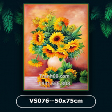Tranh Đính Đá ABC cao cấp Bình hoa Hướng dương VS076 Kích thước: 50x75cm