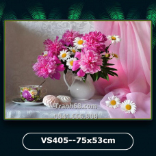 Tranh Đính Đá ABC cao cấp Bình hoa khoe sắc VS405 Kích thước: 75x53cm