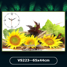 Tranh Đính Đá ABC cao cấp Đồng hồ hoa hướng dương VS223 Kích thước: 65x44cm