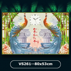 Tranh Đính Đá ABC cao cấp Gia Hòa Vạn Sự Hưng (đồng hồ) VS261 Kích thước: 80x53cm