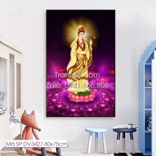 Tranh thêu chữ thập Phật Bà Quan Âm DV3427 kích thước: 50x75cm