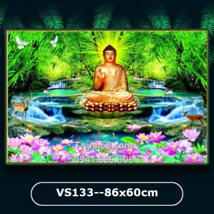 Tranh Đính Đá ABC cao cấp A Di Đà Phật VS133 Kích thước: 86x60cm