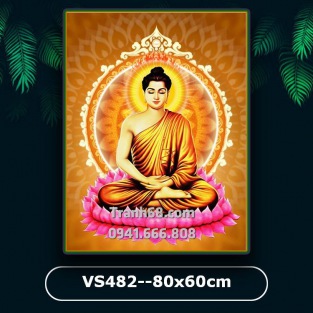 Tranh Đính Đá ABC cao cấp  Phật Thích Ca Mâu Ni VS482 Kích thước: 80x60cm