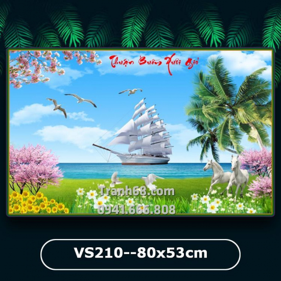 Tranh Đính Đá ABC cao cấp    Thuận Buồm Xuôi Gió VS210 Kích thước: 80x53cm