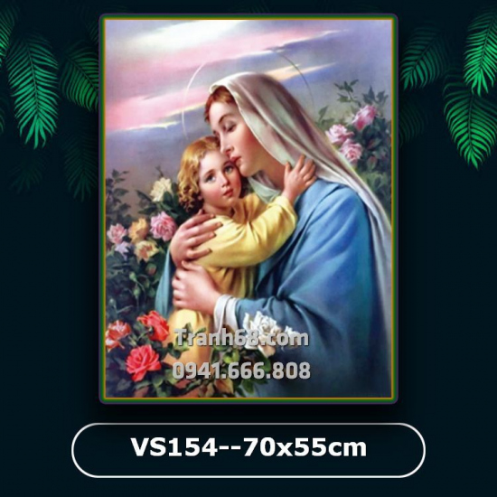 Tranh Đính Đá ABC cao cấp Tình yêu Đức mẹ Maria VS154 Kích thước: 70x55cm
